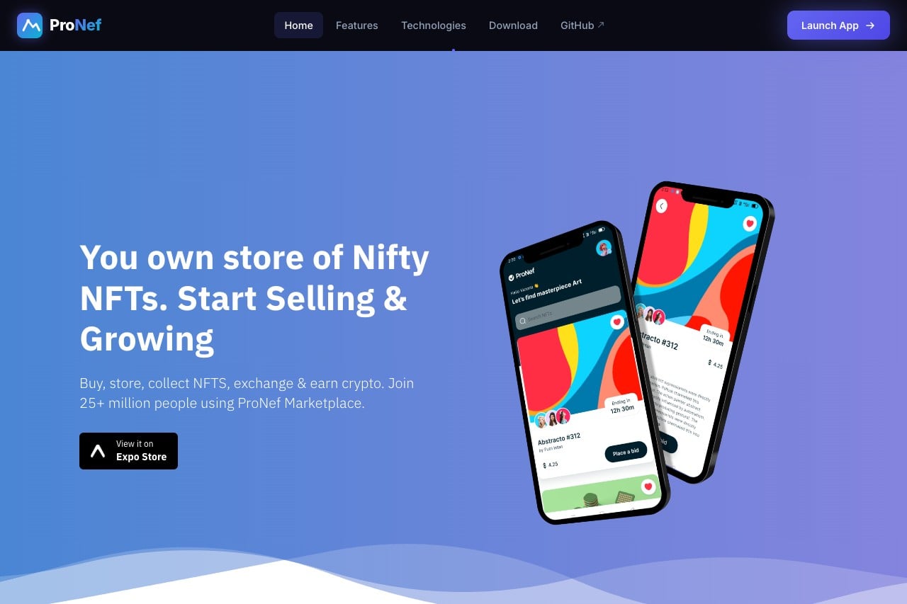 NFT Market Landing Page screenshot